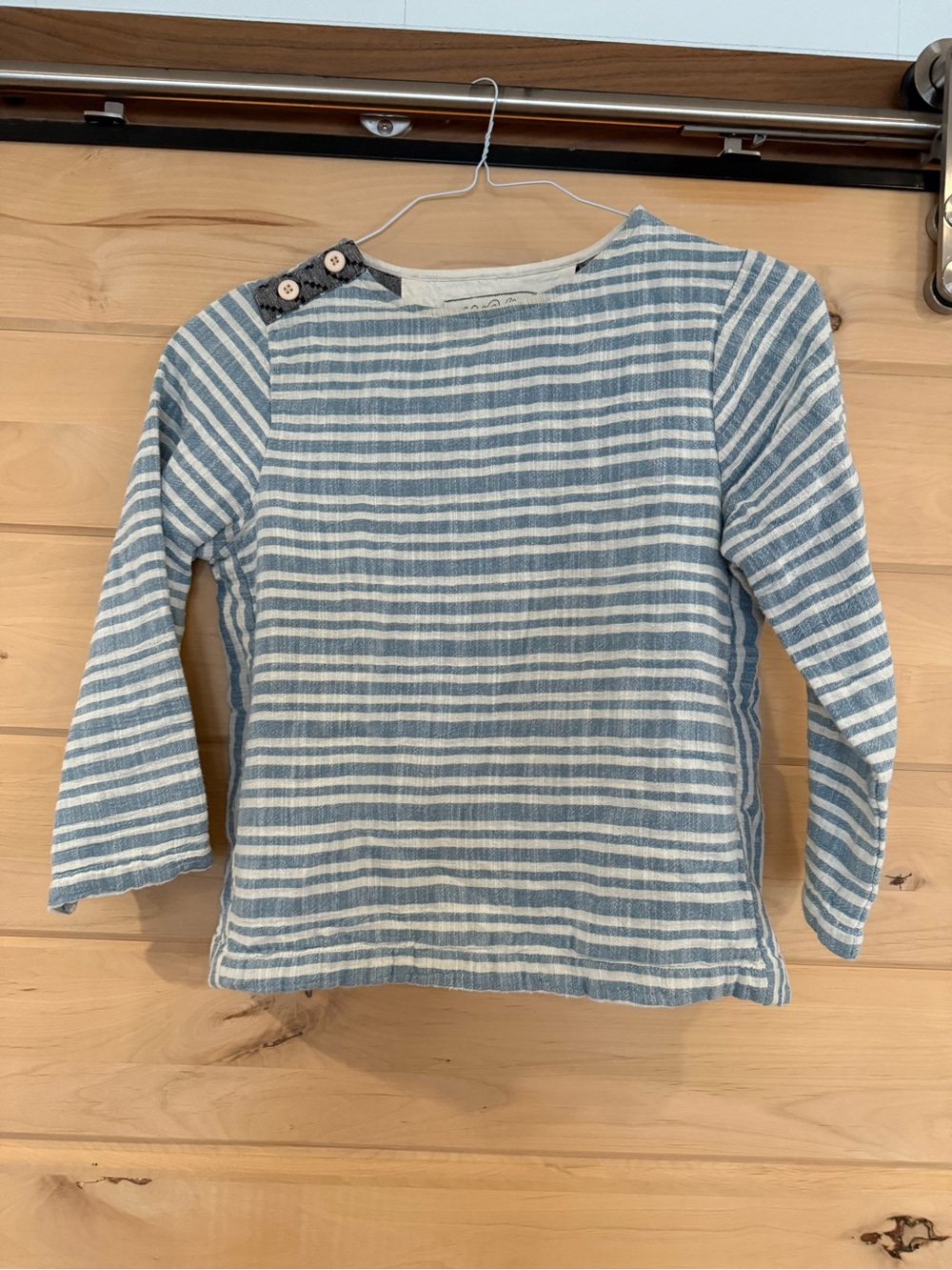 Ace & Jig XS Boat Neck Blue and White Striped Long-Sleeve Top